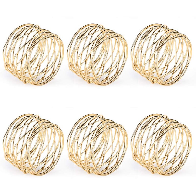 Accmor Napkin Rings, Metal Gold Round Napkin Rings Buckles for Table Decorations, Wedding, Dinner, Party, Set of 6 - Image 1